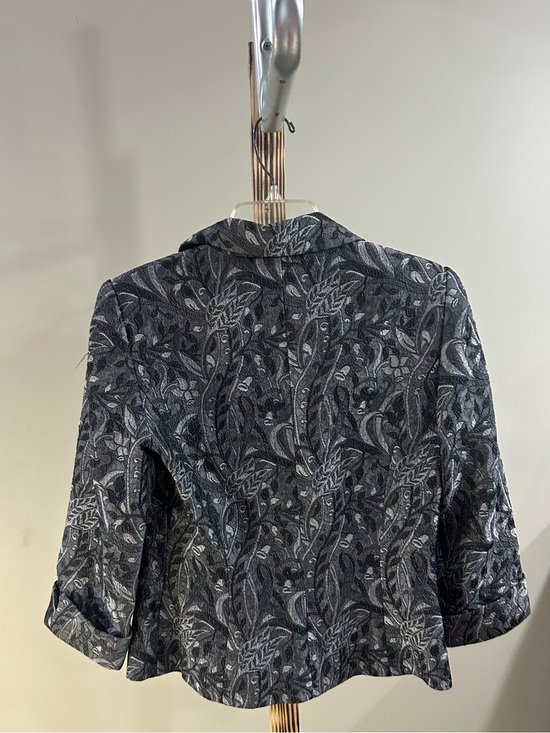 Maggy London Vintage Black Paisley Jacquard Blazer Jacket Women’s Size 6
